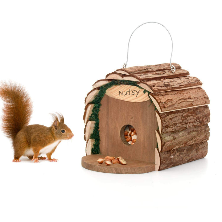 Ckb Ltd 2-in-1 Eichhörnchen-Futterstation / Vogel-Nisthaus zum Aufhängen, rustikal, natürlich, wette