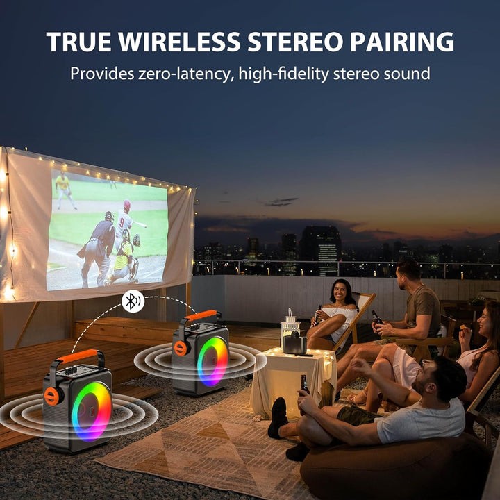 Karaoke Maschine mit 2 drahtlosen Mikrofones, Tragbaren Bluetooth 5.3 Karaoke Anlage Lautsprecher mi