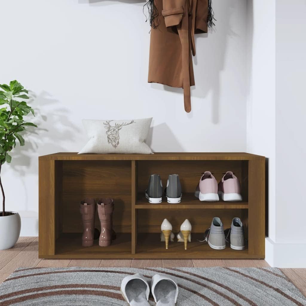 Schuhschrank aus Holzwerkstoff 100x35x45cm Braun Eichen-Optik Schuhschrank Holz Flurschrank Lagersch