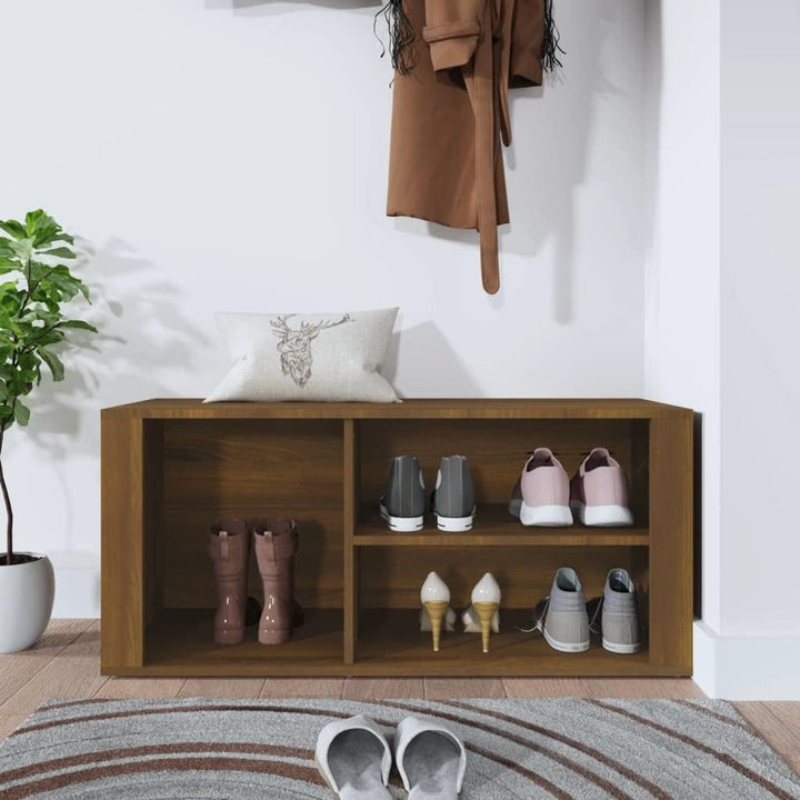 Schuhschrank aus Holzwerkstoff 100x35x45cm Braun Eichen-Optik Schuhschrank Holz Flurschrank Lagersch