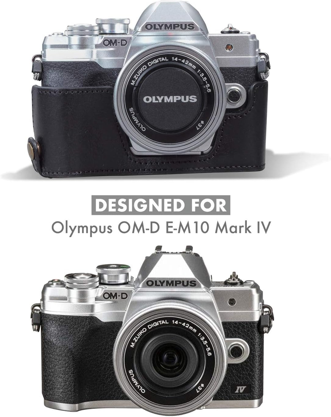 MegaGear MG1932 Ever Ready Echtleder Kameratasche mit Trageriemen kompatibel mit Olympus OM-D E-M10