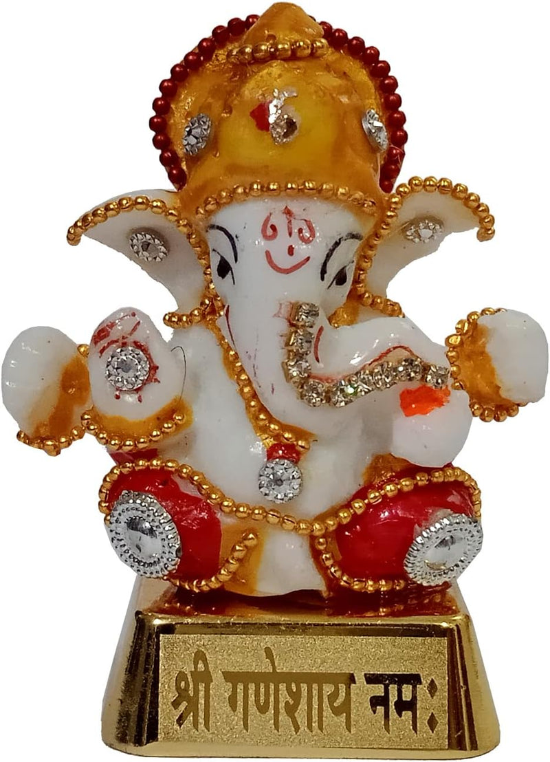 Purpledip Idol Pagdi Ganesha 12455 Statue mit Glitzersteinen