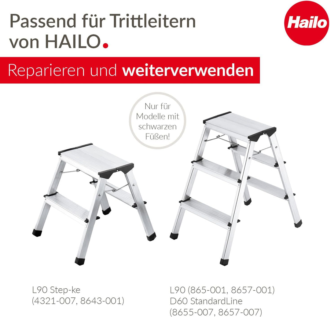 Hailo Leiter-Fuss-Set - Ersatzfüsse für Hailo Trittleitern wie L90 Step-ke, L90 und D60 StandardLine