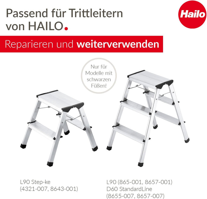 Hailo Leiter-Fuss-Set - Ersatzfüsse für Hailo Trittleitern wie L90 Step-ke, L90 und D60 StandardLine