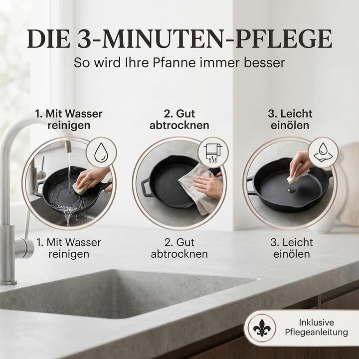 Ottia geschliffene Gusseisenpfanne, bekannt aus dem Fachhandel. Sehr widerstandsfähig und robust. 24