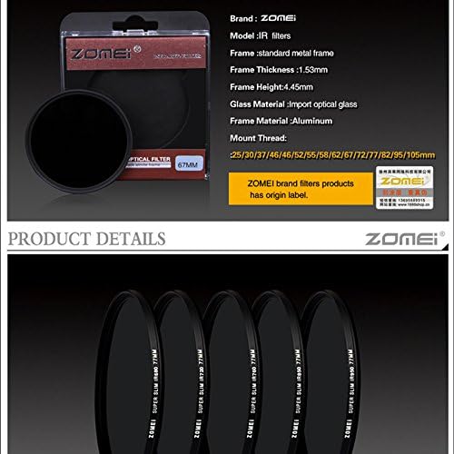 ZOMEi Infrarot-Röntgenfilter aus Glas, 37 mm IR 950