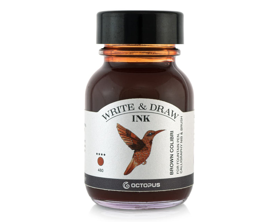 Octopus Write and Draw Ink 480 Brown Colibri, wasserfeste Tinte zum Schreiben und Zeichnen, Kalligra
