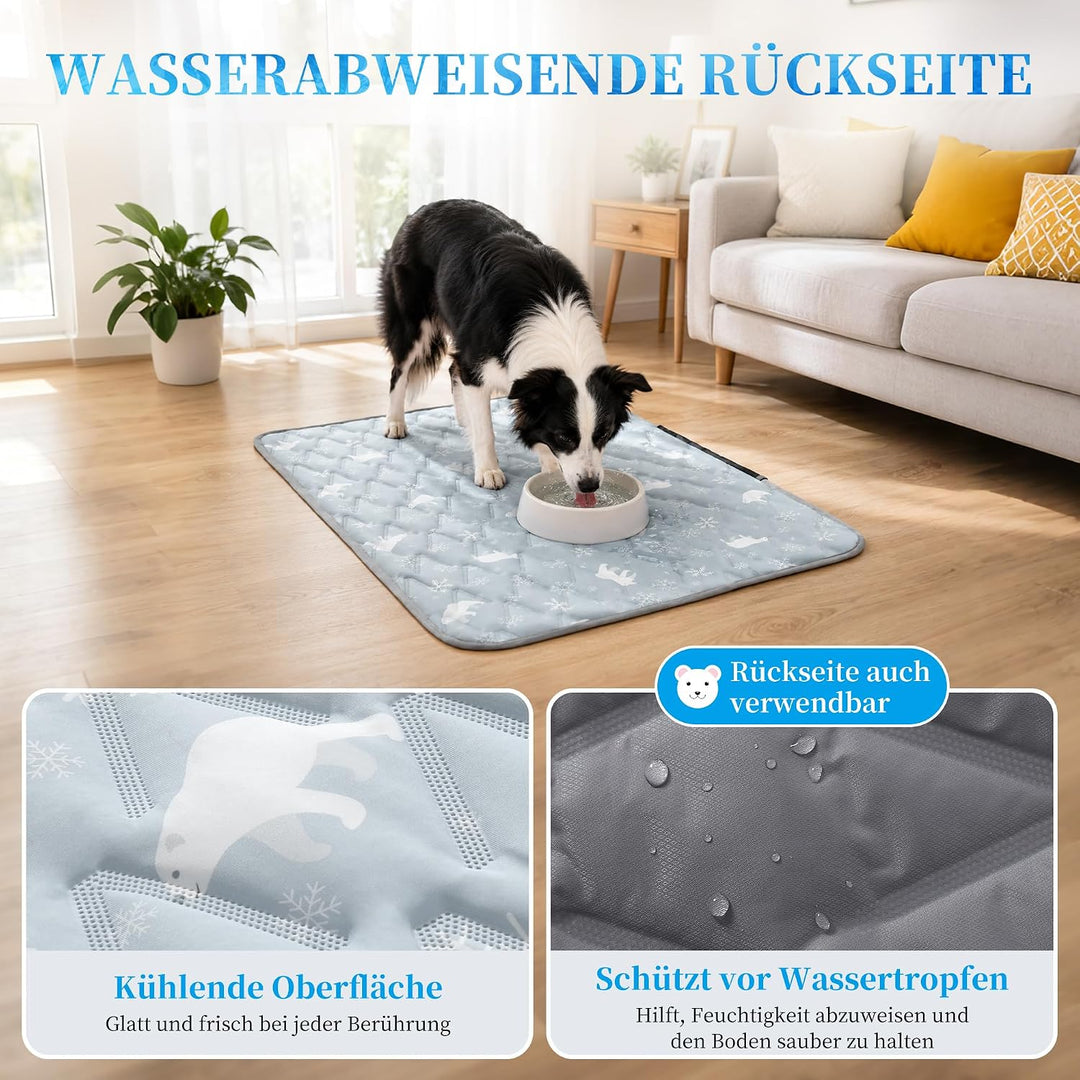 Angelpet Kühlmatte Hund 100x70cm, Q-MAX >0,5, Gel-freie selbstkühlende Kühldecke für mittlere Hunde