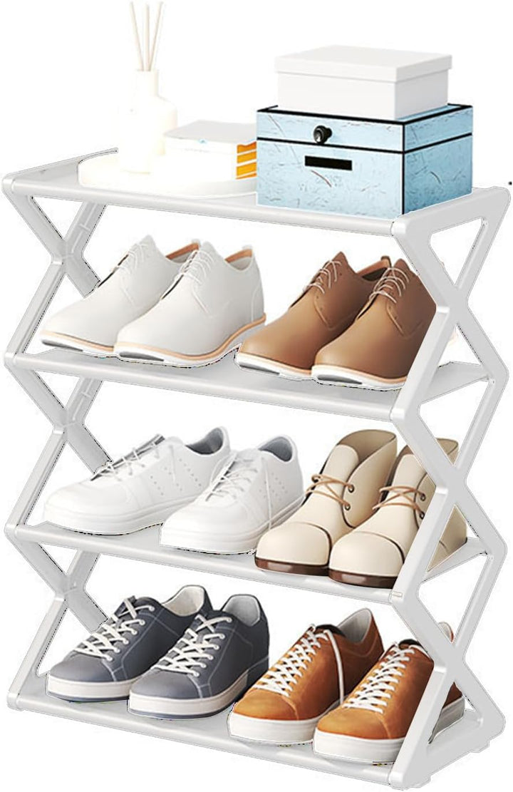 Aramox Faltbarer Schuhspeicher Organizer 4 -Tier -Schuhregal für Flur Eingangsschlafzimmer, Stapelba