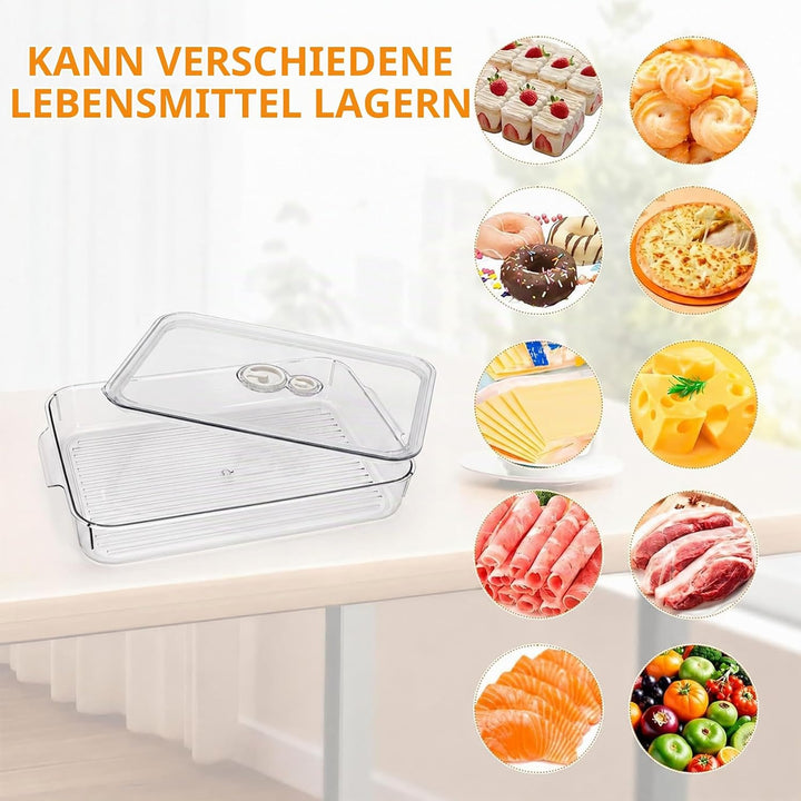 Keksdose transparente mit Deckel Dichtung 2er Set, Keksdosen mit Datumsanzeige und Griff, Gebäckdose