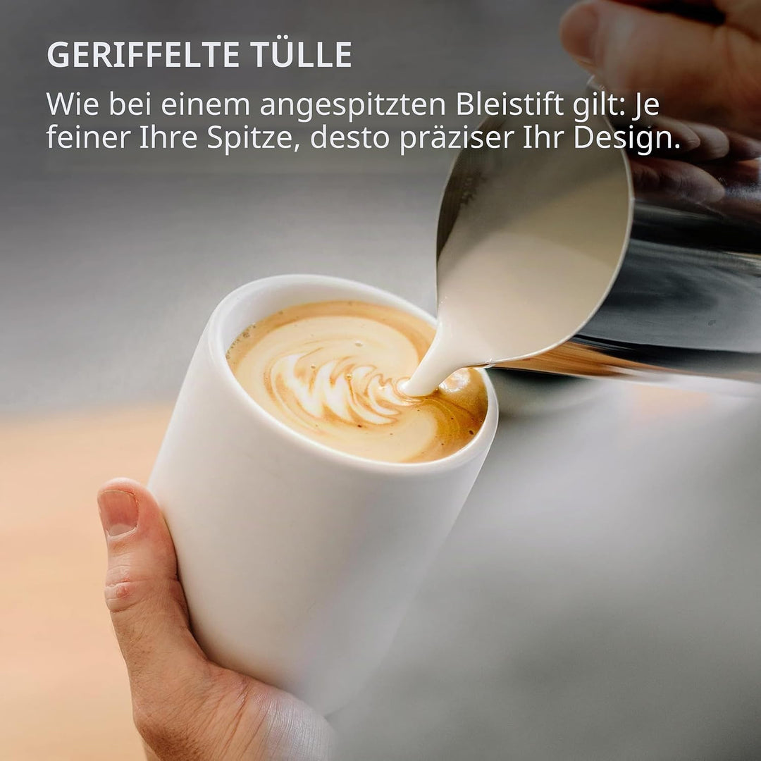 Fellow Eddy Dampfkrug für Milchaufschäumung und Präzisions-Latte-Kunst, Messhilfen, geriffelter Ausg