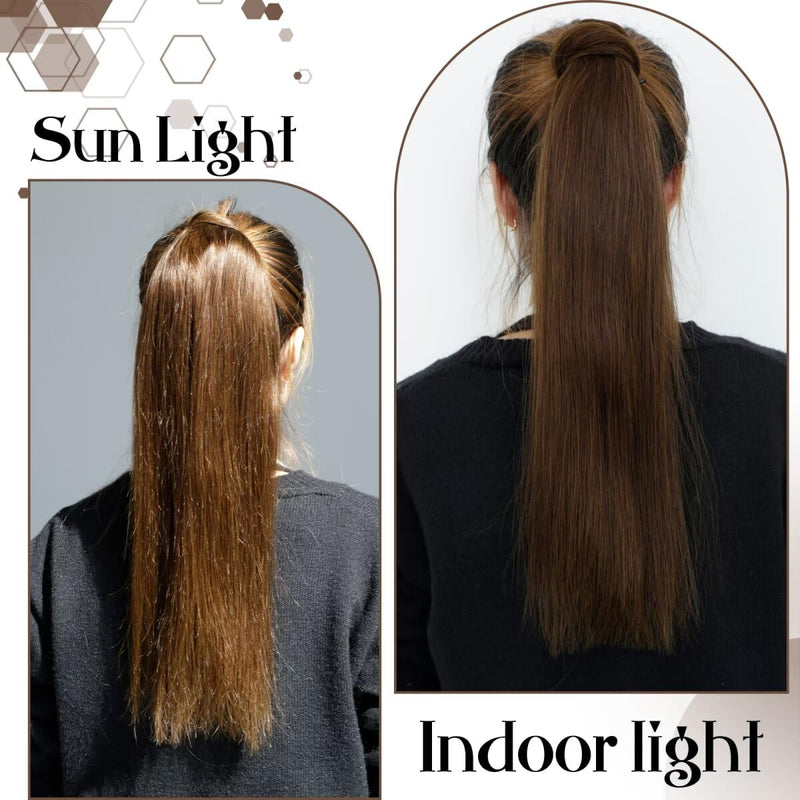 Hetto Zopf Echthaar Extensions Braun Pferdeschwanz Extensions Echthaar Wrap Around Haarverlangerung