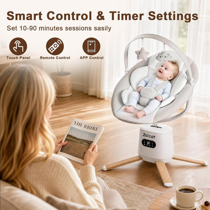 Babywippe Elektrisch Zoicay Baby wippe Elektrisch mit 9 Schaukelmodi 360° sitzdrehung Timing und Mus