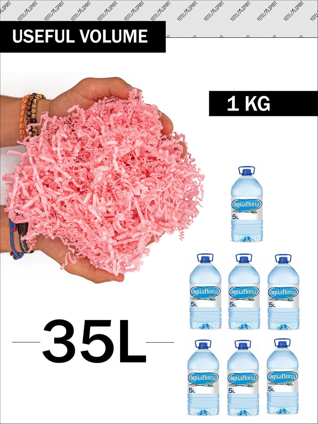 1kg Geschreddertes Rosa Papier für Geschenkbox – Füllmaterial für Pakete, Körbe, Boxen und Verpackun