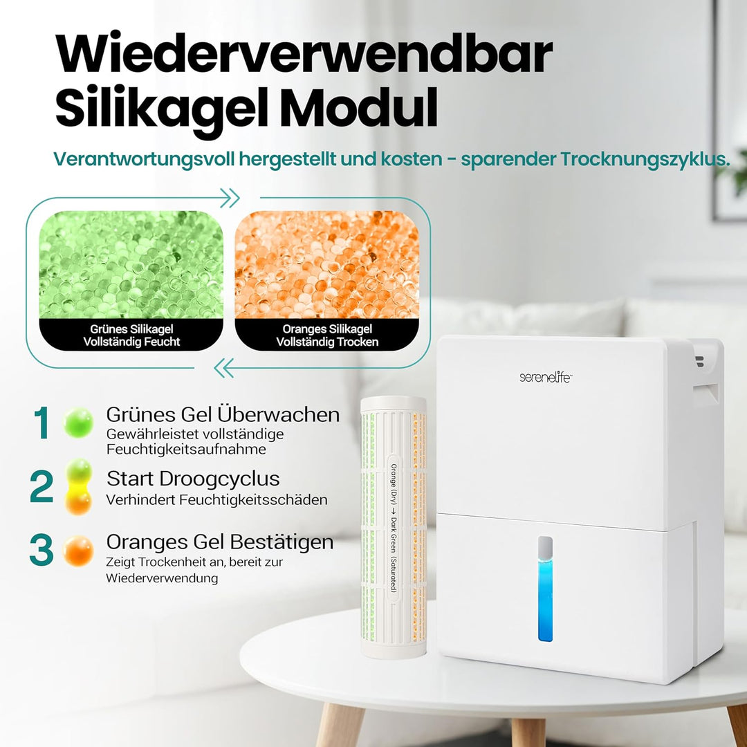 SereneLife Luftentfeuchter Elektrisch Leise 2,3 L für Schlafzimmer und Bad – Kompakter Raumentfeucht