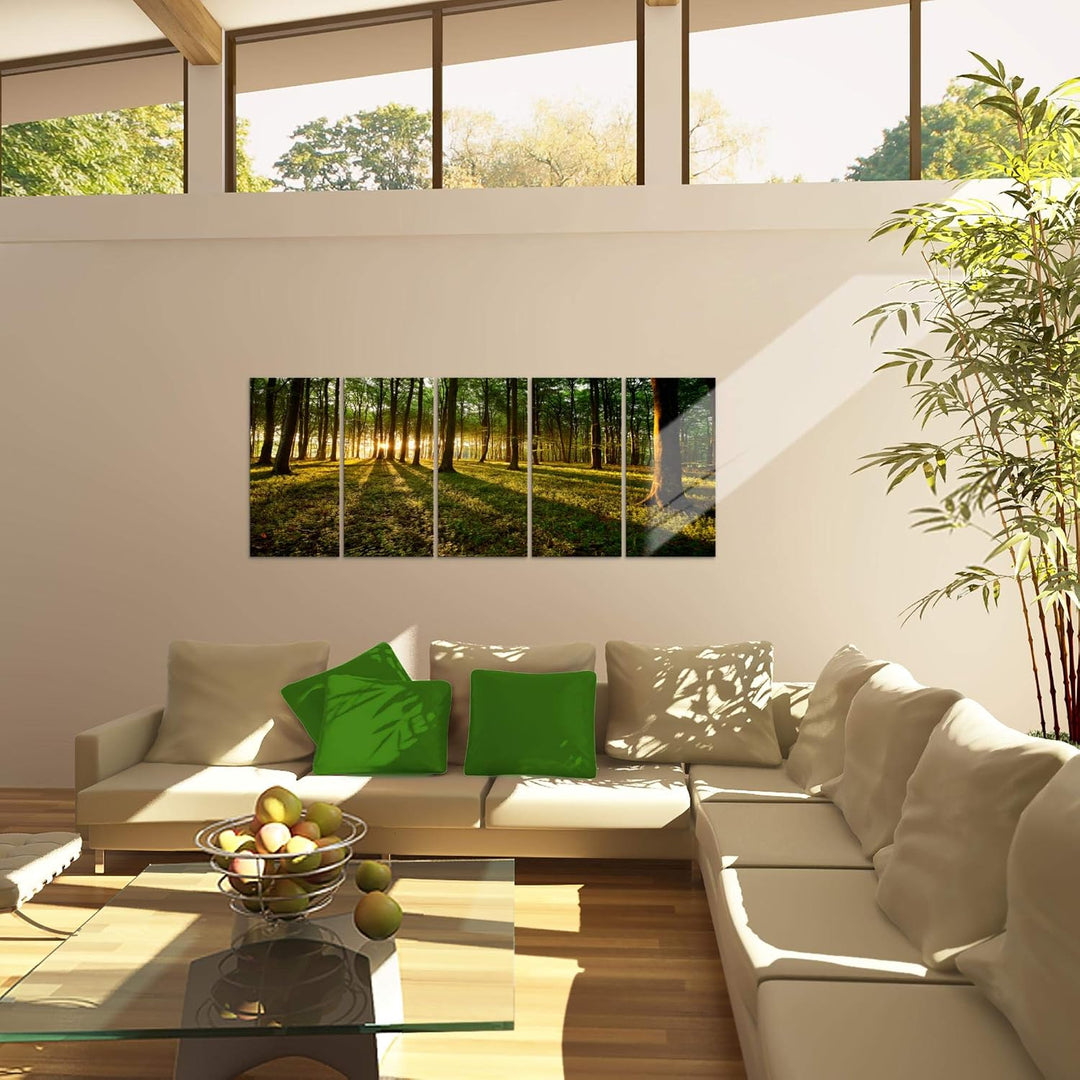 Runa Art Bild Wald Landschaft Wandbilder auf Vlies Leinwand 5 Teilig Wanddekoration Schlafzimmer Woh