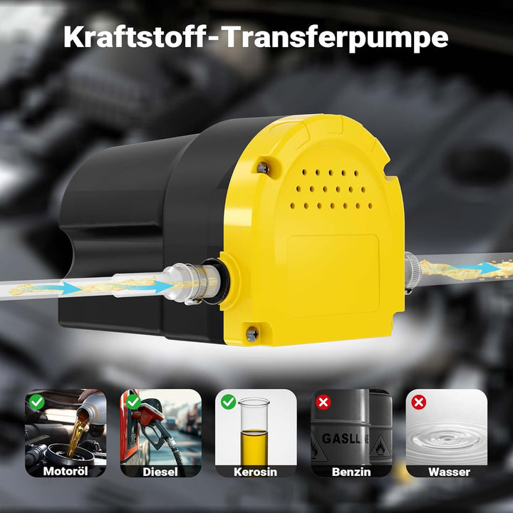 Wiltec Ölabsaugpumpe 12 V 60 W, 130 x 130 x 85 mm, 1 l/min, Absaugpumpe für Diesel, Biodiesel, Heizö