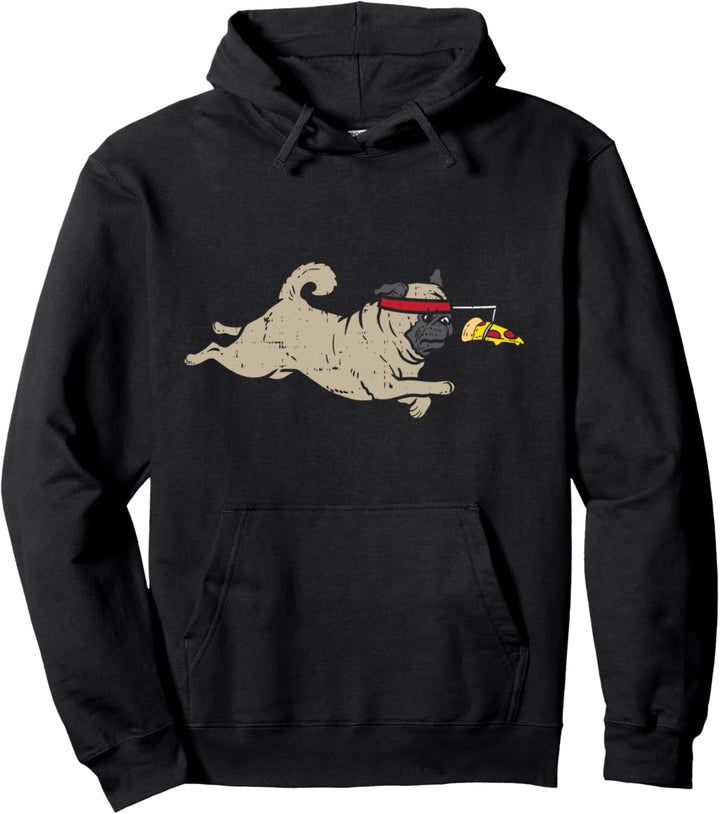 Pug Running Pizza Funny Food Pet Dog Lover Owner Foodie Gift Pullover Hoodie