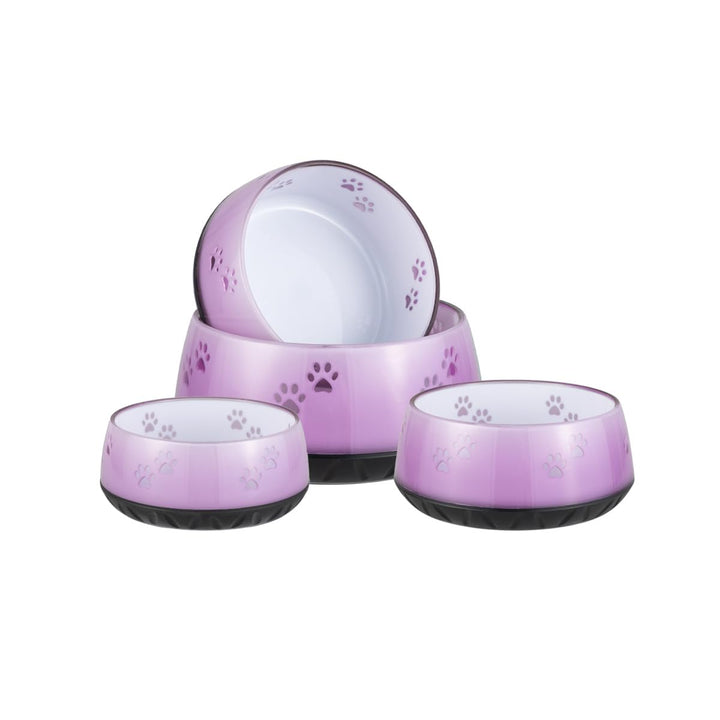 EHASO Hundenapf mit Pfötchen - Futter- und Trinknapf für kleine und grosse Hunde, unifarben (Lavende