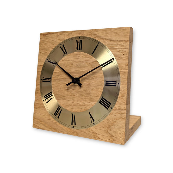 Natuhr Tischuhr Eiche Buche Holz - Knick - Massivholz Design 17,5 x 17,5 cm (geräuscharmes Quarz-Uhr