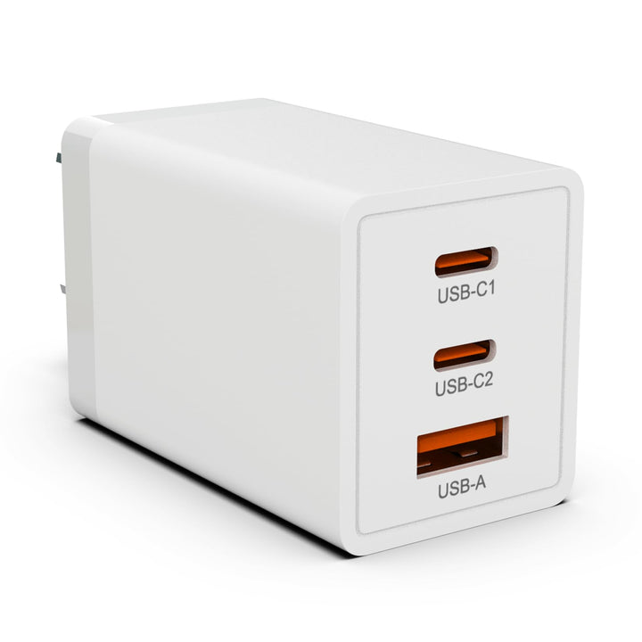 Boaraino 65W USB C Wand-Ladegerät, 3 Port GaN PD USB C/QC 3.0 Schnell-Ladegerät, Tragbarer Reise-Str