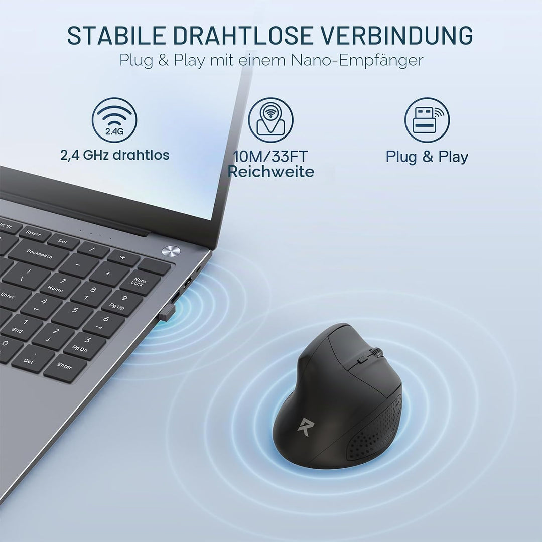 Redragon BM-4033 Kabellose, ergonomische Vertikalmaus, 2,4-GHz-Verbindung, 5 DPI-Stufen bis zu 4000,