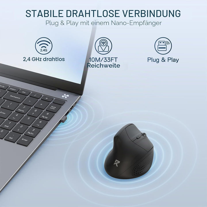 Redragon BM-4033 Kabellose, ergonomische Vertikalmaus, 2,4-GHz-Verbindung, 5 DPI-Stufen bis zu 4000,