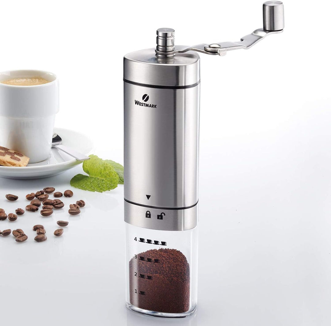 Westmark Hand-Kaffeemühle mit Keramikmahlwerk, Für bis zu 4 Tassen Kaffee, Mit Skala, Brasilia, Läng