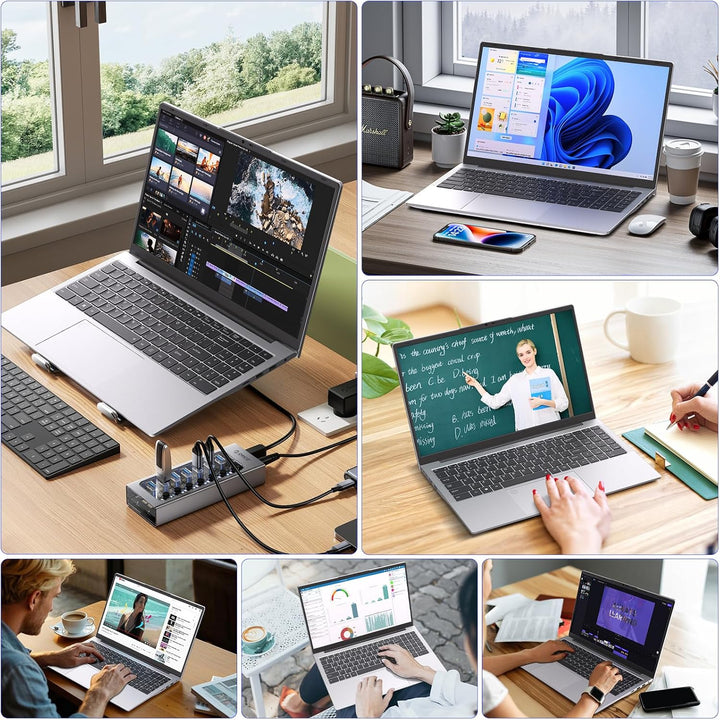 Auusda Laptop 15,6 Zoll, Notebook mit 32GB RAM 1TB SSD, Fingerabdrucksensor, beleuchtete Tastatur, 3