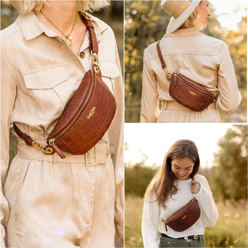 Gusti Gürteltasche Leder - Annabelle Damen und Herren Gürteltasche Bauchtasche Handtasche Ledertasch