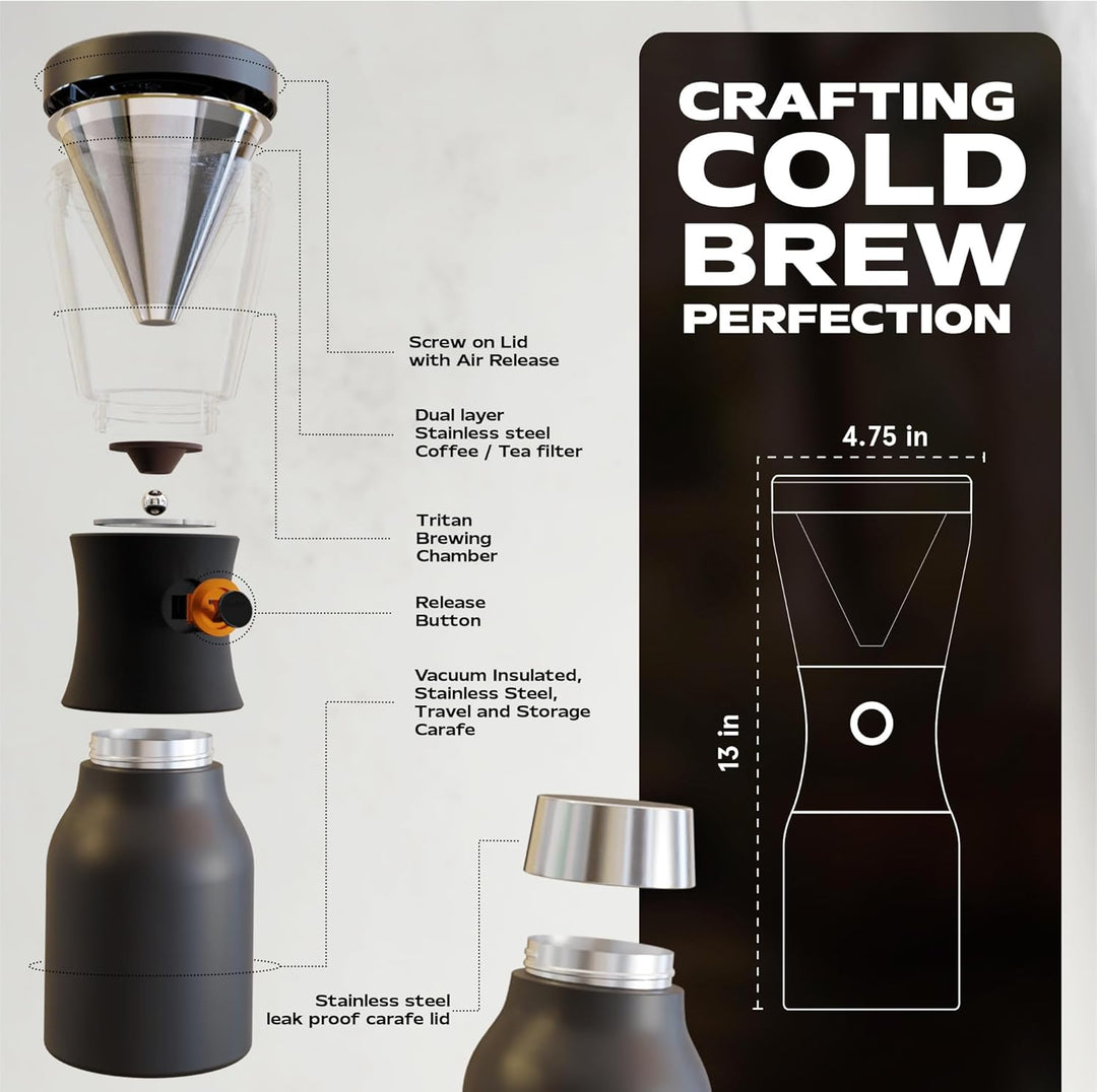 Asobu - Cold Brew Kaffeebereiter | Teebereiter to go mit Sieb schwarz, 50