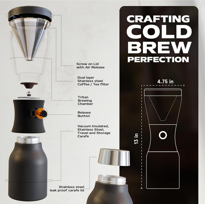 Asobu - Cold Brew Kaffeebereiter | Teebereiter to go mit Sieb schwarz, 50