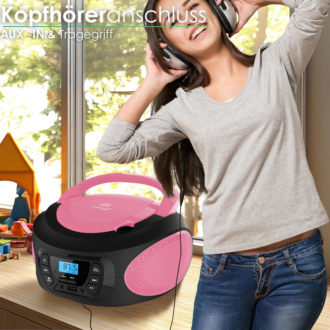Tragbarer CD-Player | CD/CD-R | USB | FM Radio | AUX-In | Kopfhöreranschluss | Kinder Radio | Boombo