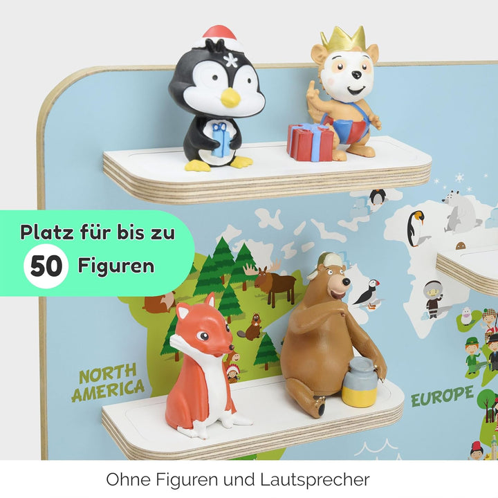 stadtecken Holzregal für Musikbox I Geeignet für die Toniebox und ca. 50 Tonies I Perfekte Tonie Auf