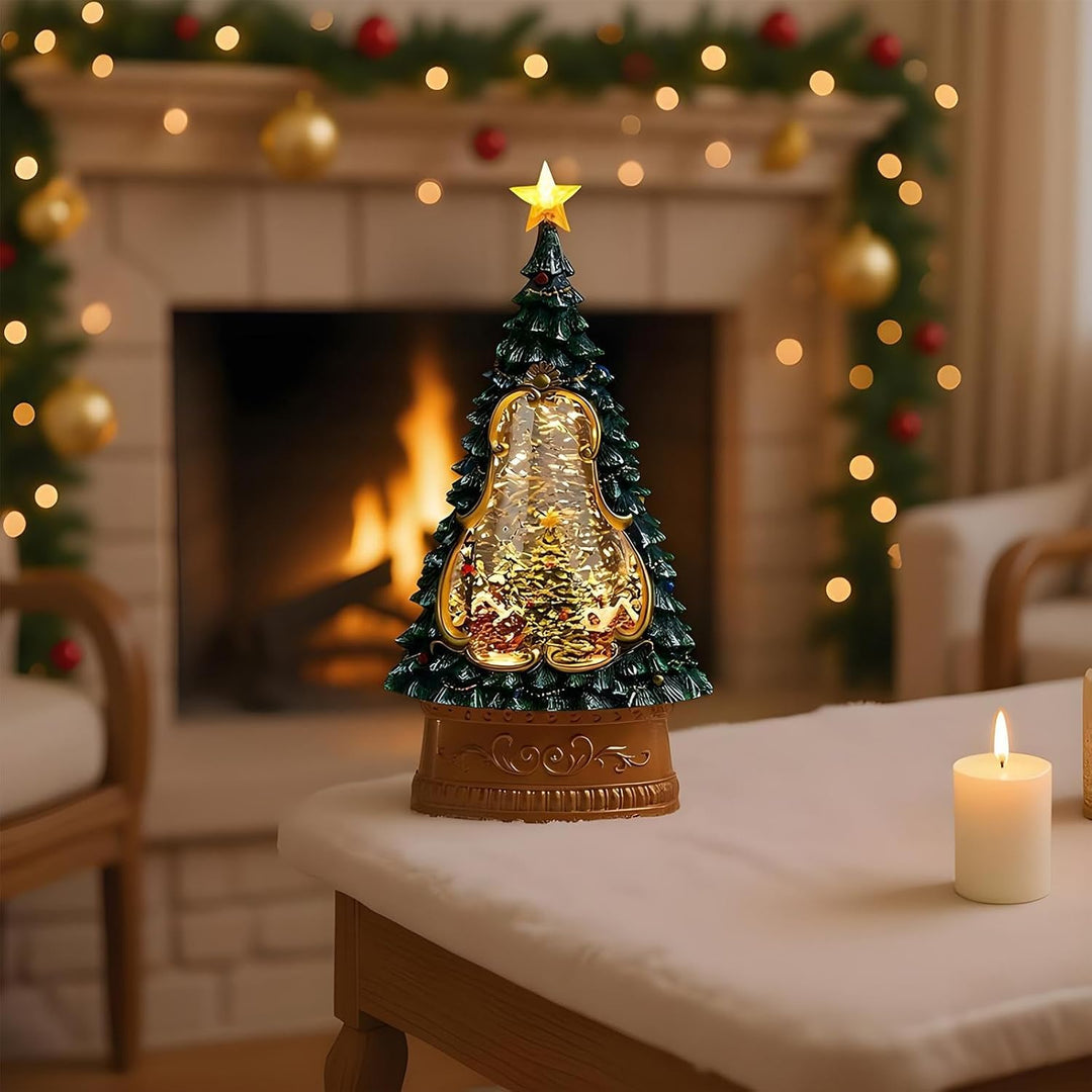 Schneekugel für Weihnachten, USB-Musik-Timer, 6-Stunden-Timer, Weihnachts-Schneekugel, Laterne, Glit