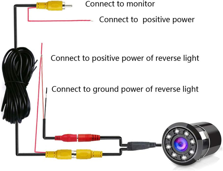 Auto Rückfahrkamera 18,5 mm Wasserdichte Rückfahrkamera mit 8LED Nachtsicht 170°Winkel Weitwinkelkam