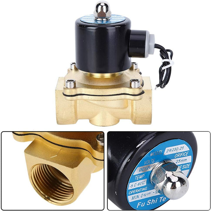 DC 12V 1 Zoll Messing 2-Wege-Magnetventil mit 2 Positionen und normalerweise geschlossenem Elektroma