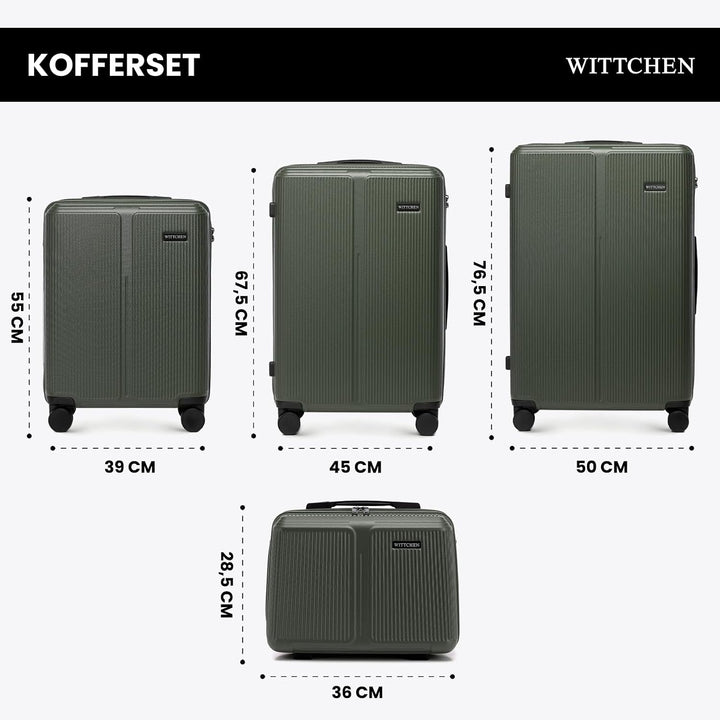 WITTCHEN Stripes Line Kofferset mit Kosmetiktasche Reisekoffer Hartschalenkoffer ABS 4 Doppelrollen