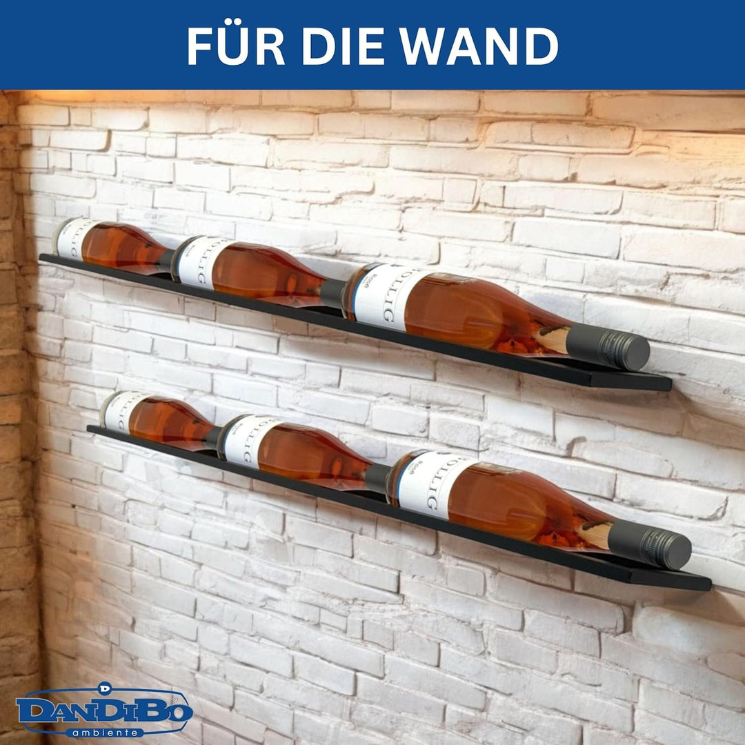 DanDiBo Weinregal Wand Metall 6 Flaschen Schwarz Linea 2er Set schwebende Weinhalterung - Flaschenre