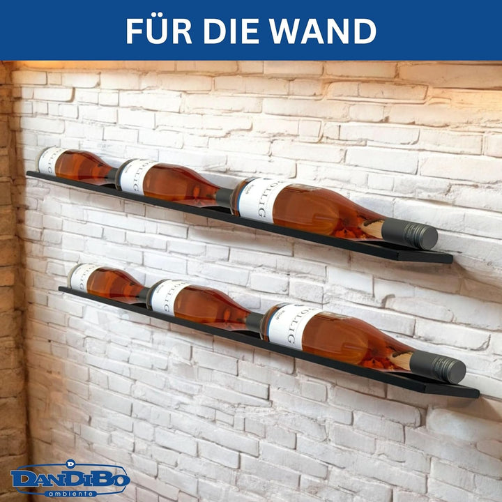 DanDiBo Weinregal Wand Metall 6 Flaschen Schwarz Linea 2er Set schwebende Weinhalterung - Flaschenre