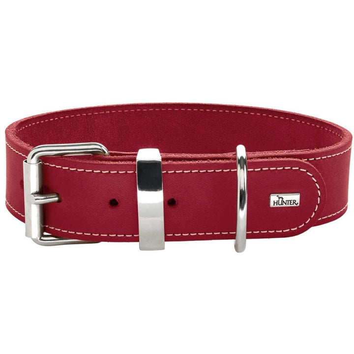 HUNTER AALBORG SPECIAL Hundehalsband, Leder, strapazierfähig, komfortabel, 70 (L-XL), rot rot 70 (L-