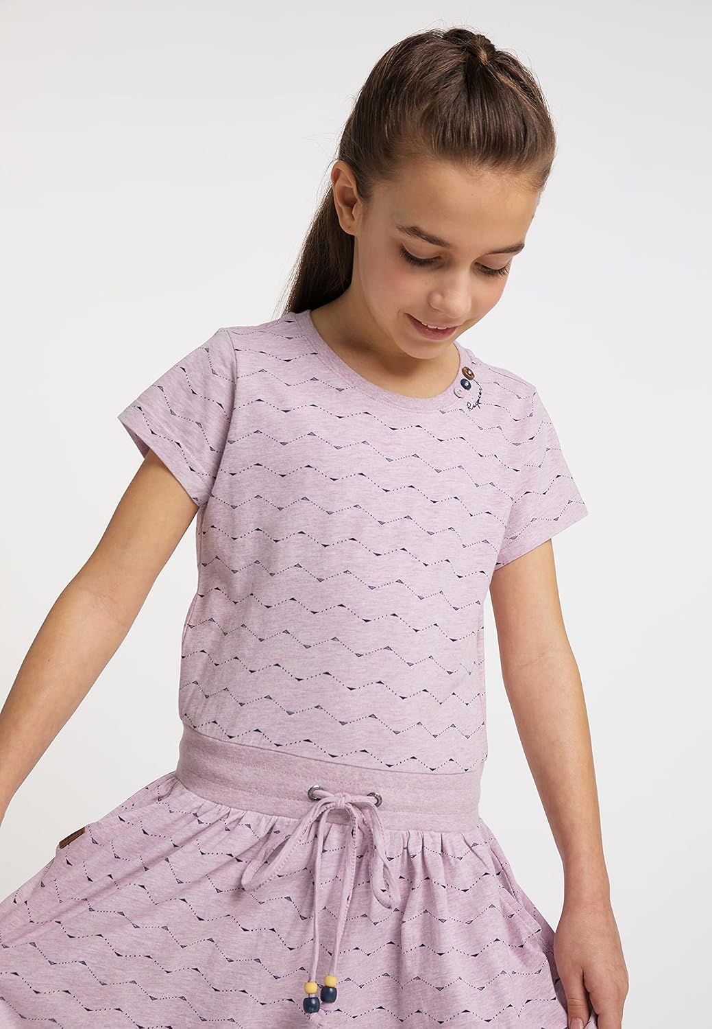 Ragwear Mädchen Kleid MAGY Zig ZAG Sommerkleid in sommerlichen Farben aus weicher Baumwolle, 128 Lil