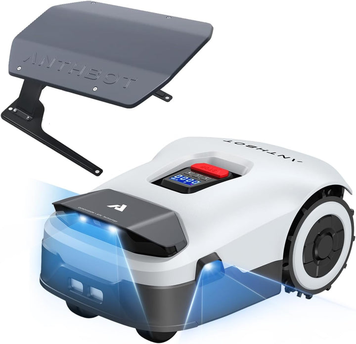 ANTHBOT Genie 1000 Mähroboter Set mit Garage, ohne Begrenzungskabel, Empf. 1050 m², Max. 1950 m², Ra