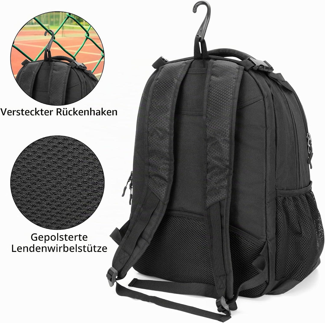 DSLEAF Tennisrucksack für 2 Schläger, Tennistasche mit separatem belüftetem Schuhraum für Tennis-/Pi