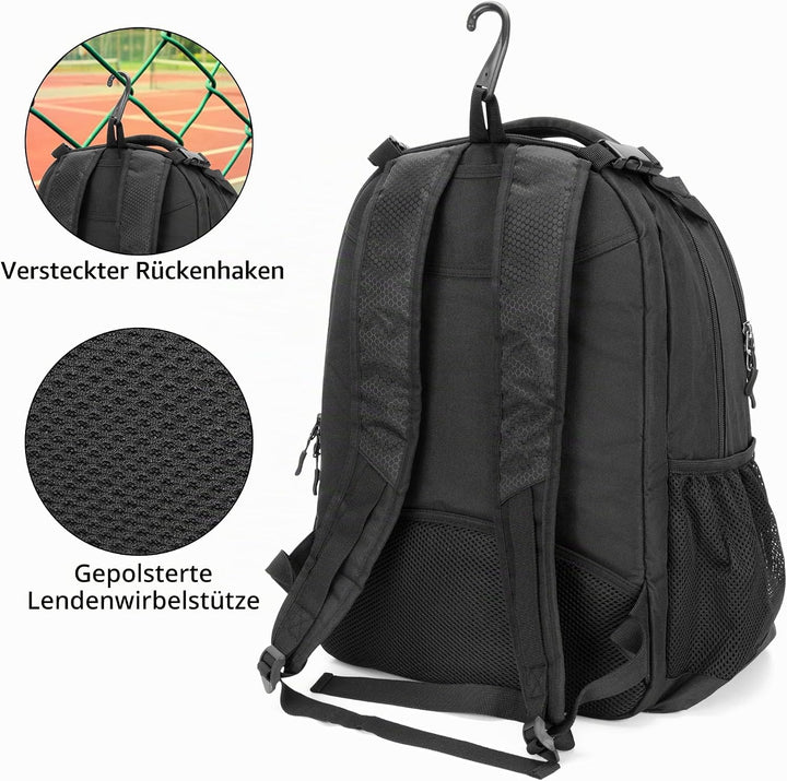 DSLEAF Tennisrucksack für 2 Schläger, Tennistasche mit separatem belüftetem Schuhraum für Tennis-/Pi
