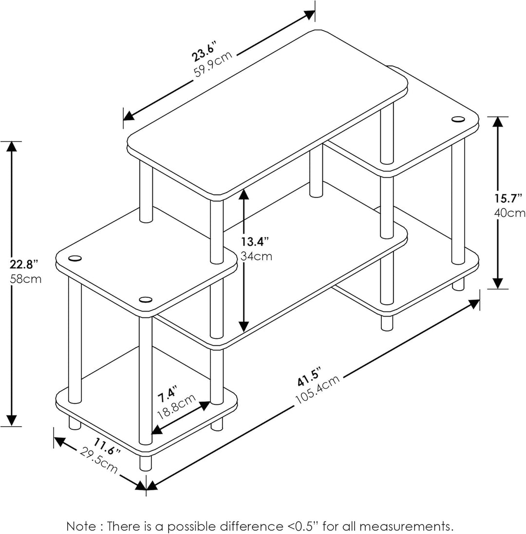 Furinno Turn-N-Tube TV-Schrank, Fernsehtisch, TV-Regal, Hell Kirsche/Schwarz, 105.4 (B) x 58 (H) x 2
