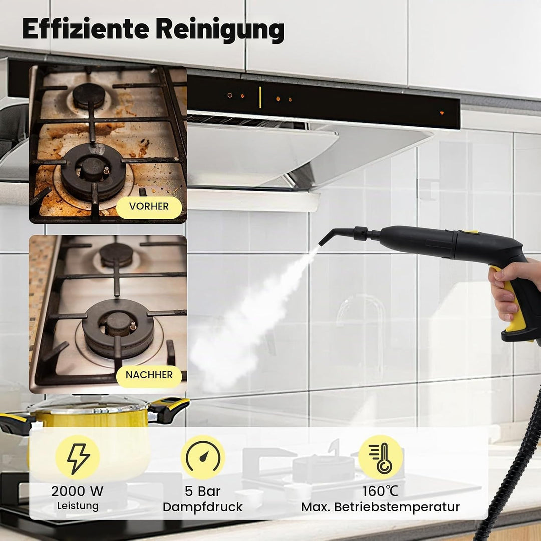 GOPLUS Dampfreiniger, Dampfdruck: 5 bar | Aufheizzeit: 8 min | Leistung: 2000W | Tank: 1,8 L | mit B