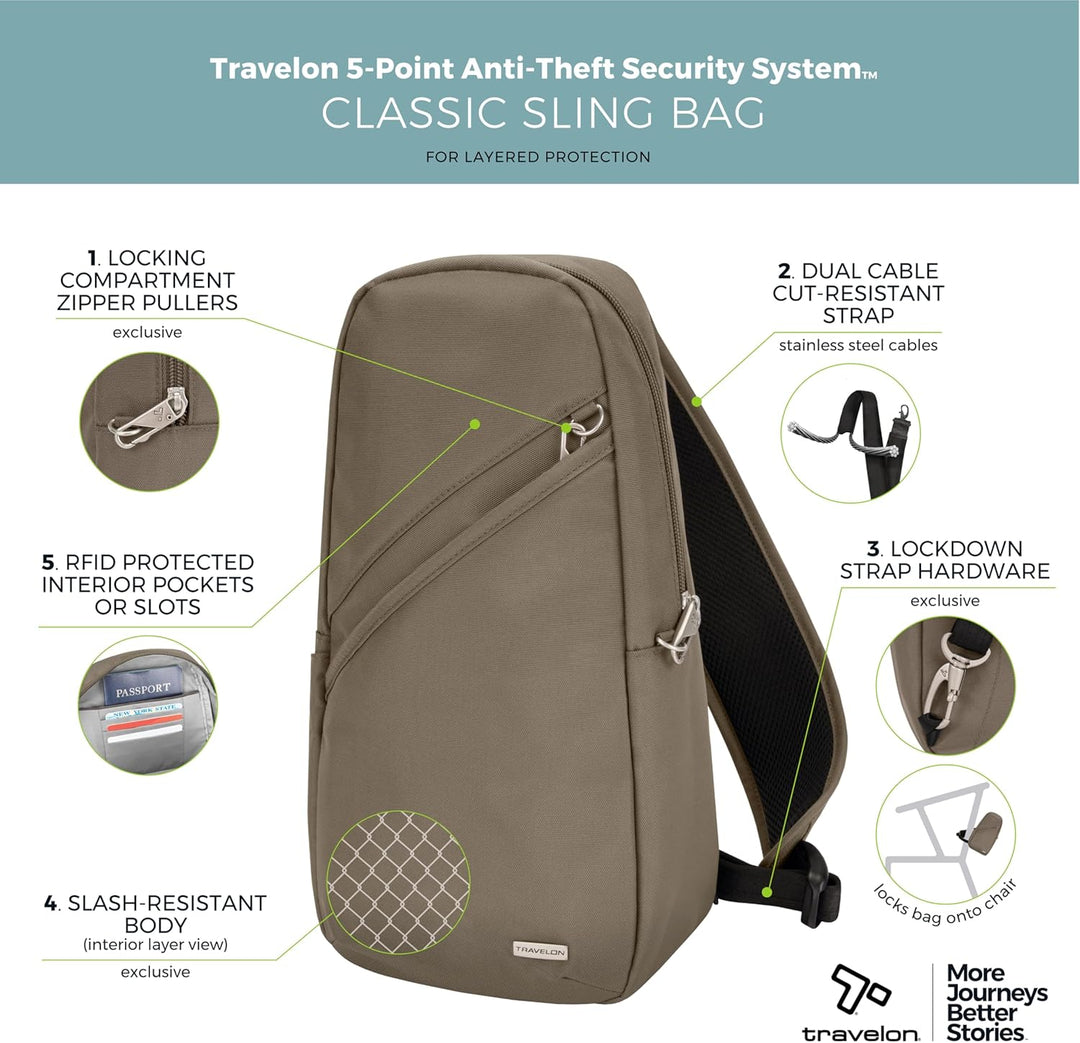 Travelon Classic Sling Bag Muskat, Muskat