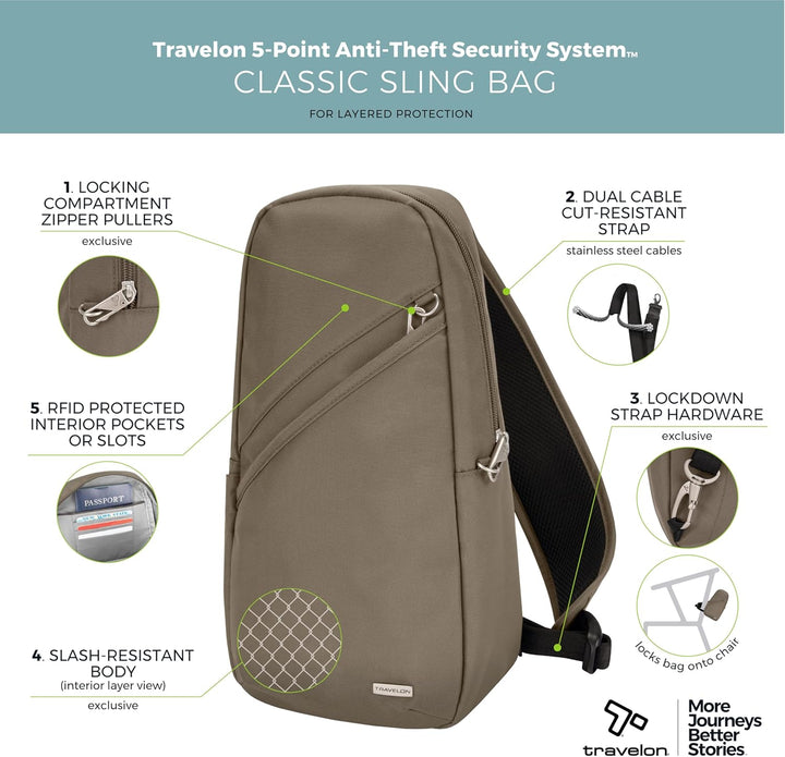 Travelon Classic Sling Bag Muskat, Muskat