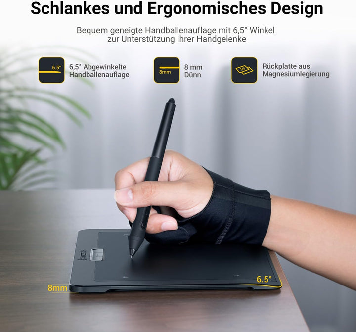 XENCELABS Grafiktablett Wireless Zeichentablett, Ultradünnes Tragbares Kabelloses Stifttablett mit 2